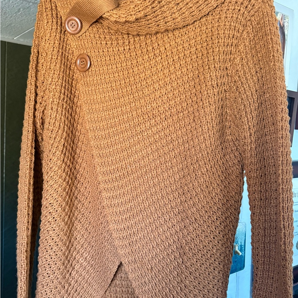 Cozy Tan Cowl Neck Sweater